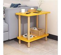 MQXDNFDC Home - Mesa auxiliar industrial, mesa auxiliar, mesita de noche de 2 niveles con estante de almacenamiento, mesa auxiliar rectangular con marco de madera, adecuada para dormitorio, sala de