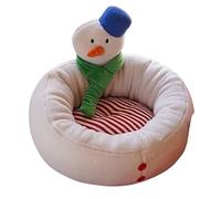 MQXDNFDC Hristmas - Cama para gatos con diseño de muñeco de nieve, cálida y gruesa, cama pequeña lavable, cómoda para mascotas, cama suave para cachorros con parte inferior antideslizante para