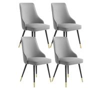 MQXDNFDC Juego de 4 sillas de comedor para cocina, sala de estar, sillas de cocina de piel sintética a prueba de agua, con patas de metal, para cocina, sala de estar, mostrador (gris, negro, g