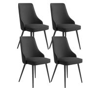 MQXDNFDC Juego de 4 sillas de comedor para cocina, sala de estar, sillas laterales de piel sintética a prueba de agua, con patas de metal, para cocina, sala de estar, mostrador (negro, negro)