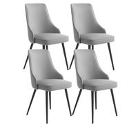 MQXDNFDC Juego de 4 sillas de comedor para cocina, sala de estar, sillas laterales de piel sintética a prueba de agua, con patas de metal, para cocina, sala de estar, mostrador (gris, negro f