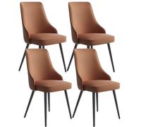MQXDNFDC Juego de 4 sillas de comedor para cocina, sala de estar, sillas laterales de piel sintética a prueba de agua, con patas de metal, para cocina, sala de estar, mostrador (café oscuro,
