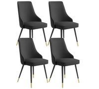 MQXDNFDC Juego de 4 sillas de comedor para cocina, sala de estar, sillas laterales de piel sintética a prueba de agua, con patas de metal, para cocina, sala de estar, mostrador (negro, negro)
