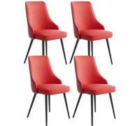MQXDNFDC Juego de 4 sillas de comedor para cocina, sala de estar, sillas laterales de piel sintética a prueba de agua, con patas de metal, para cocina, sala de estar, mostrador (rojo, negro fe