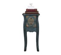MQXDNFDC Mesa auxiliar con 2 cajones de almacenamiento, mesita de noche vintage con cajón de patrón, mesita de noche de madera, mesa auxiliar moderna pequeña para sala de estar, mesa de café (color: