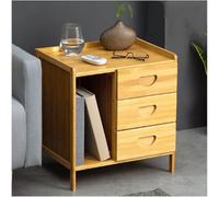 MQXDNFDC Mesa auxiliar de café con estante de almacenamiento, mesita de noche de madera, mesita de noche con cajones y estantes, armario de almacenamiento de madera para dormitorio familiar (2