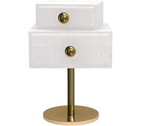 MQXDNFDC Mesa auxiliar de cama, mesita de noche, mesita de noche, mesa de noche con mango de metal con 2 cajones, base de acero inoxidable, mesa auxiliar de grano de madera de alta calidad (color: E)
