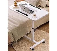 MQXDNFDC Mesa auxiliar en forma de C de altura ajustable para sofá, dormitorio, sala de estar, mesa auxiliar de almacenamiento multicapa con diseño de espacio pequeño (blanco, 23.65 x 15.75 pulgadas)