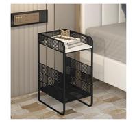 MQXDNFDC Mesa auxiliar estrecha para espacios pequeños, moderna mesa de noche delgada con revistero, mesita de noche para dormitorio con mesa de pizarra (color: negro, tamaño: 26 cm) (negro, 20 cm)