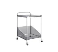 MQXDNFDC Mesa auxiliar extraíble con carrito para dormitorio, mesita de noche, sala de estar, oficina, mesa auxiliar pequeña transparente, marco de acero de 2 capas, mesa auxiliar de metal (color: B)