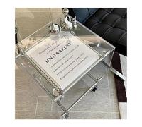 MQXDNFDC Mesa auxiliar móvil con bordes acrílicos, varios carros, armario de almacenamiento, mesa de centro móvil para sala de estar, mesita de noche transparente para el hogar, mesa auxiliar de sofá