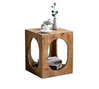 MQXDNFDC Mesa auxiliar móvil cuadrada de granja, mesa auxiliar con estante de almacenamiento, mesita de noche para familia, comedor o sala de estar, espacios pequeños, moderna, vintage natural