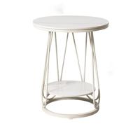 MQXDNFDC Mesa auxiliar para sofá, aparador, mesa redonda minimalista de hierro crema, mesa de café, mesa pequeña (Svart) (Wit)