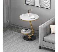 MQXDNFDC Mesa auxiliar pequeña para sofá, mesa auxiliar redonda, moderna mesa de café de pizarra, mesita de noche de hierro forjado para dormitorio, mesa de aperitivos móvil para sala de estar y