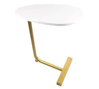 MQXDNFDC Mesa de centro pequeña de hierro forjado de 45 x 30 x 60 cm, de madera, ovalada, diseño en U, mesa auxiliar estrecha, sofá, mesita de noche, para revistas, libros, plantas, decoración (blanco