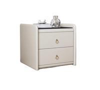MQXDNFDC Mesas auxiliares dormitorio creativo minimalista mesita de noche doble cajón armario dormitorio mesita de noche de cuero templado encimera taquilla cama mesa auxiliar (color: B) (B)