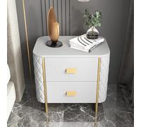 MQXDNFDC Mesita de noche blanca, mesita de noche de mármol, mesita de noche de 2 cajones, muebles minimalistas modernos para dormitorio, sala de estar, mesa auxiliar con estante de almacenamiento