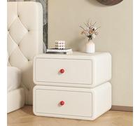 MQXDNFDC Mesita de noche con superficie de piel sintética, mesita de noche de madera de lujo, mesas auxiliares modernas con 2 cajones para sala de estar/dormitorio/oficina, no requiere montaje (50 x