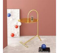 MQXDNFDC Nordic - Mesa auxiliar pequeña de metal, mesa auxiliar redonda creativa, mesa de esquina ligera de lujo, mesa de aperitivos, mesita de noche, para sala de estar, dormitorio, balcón (tamaño:
