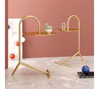 MQXDNFDC Nordic - Mesa auxiliar pequeña de metal, mesa auxiliar redonda creativa, mesa de esquina ligera de lujo, mesa de aperitivos, mesita de noche, para sala de estar, dormitorio, balcón (tamaño: