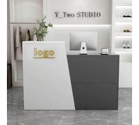MQXDNFDC Recepción de recepción, moderno mostrador pequeño con cajón y armario de almacenamiento, estación de trabajo de computadora para salón, vestíbulo, oficina, tienda de ropa/tienda minorista