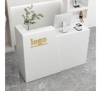 MQXDNFDC Recepción de recepción, moderno mostrador pequeño con cajón y armario de almacenamiento, estación de trabajo de computadora para salón, vestíbulo, oficina, tienda de ropa/tienda minorista