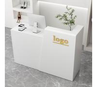 MQXDNFDC Recepción de recepción, moderno mostrador pequeño con cajón y gabinete de almacenamiento, estación de trabajo de computadora para salón, vestíbulo, oficina, tienda de ropa/tienda minorista