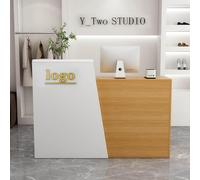 MQXDNFDC Recepción de recepción, moderno mostrador pequeño con cajón y gabinete de almacenamiento, estación de trabajo de computadora para salón, vestíbulo, oficina, tienda de ropa/tienda minorista