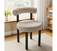 MQXDNFDC Silla de comedor tapizada de sherpa, sillas modernas de tocador Chai con respaldo curvado, silla de comedor Boucle con patas de metal para sala de estar/recepción/dormitorio (gris 1)