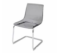 MQXDNFDC Sillas de comedor transparentes de acrílico transparente, sillas de cocina con patas de metal plateado, sillas de plástico modernas para bodas, restaurantes, banquetes (transparente) (gris)