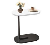 MQXDNFDC Small Spaces - Mesa auxiliar en forma de C para mesita de noche moderna con marco estable, fácil montaje para sofá y cama (blanco)