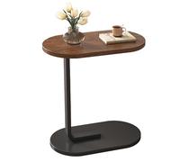 MQXDNFDC Small Spaces - Mesa auxiliar en forma de C para mesita de noche moderna con marco estable, fácil montaje para sofá y cama (nogal)