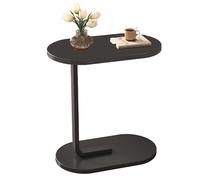MQXDNFDC Small Spaces - Mesa auxiliar en forma de C para mesita de noche moderna con marco estable, fácil montaje para sofá y cama (negro)