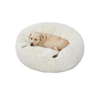 MQXDNFDC Sofá mullido extragrande para perros, cama calmante de felpa para mascotas, gatos, cojín redondo lavable para perros grandes y medianos, 120 cm, blanco (morado, 70 cm)