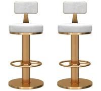 MQXDNFDC Taburete de bar, 2 piezas, silla giratoria para recepción con respaldo de terciopelo para asiento, reposapiés redondo y base dorada, altura ajustable de 25.6 a 31.5 pulgadas (color: negro)