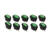 MQXFCZUX 10Pcs 2D3P-GREEN-LED KCD1 Oval Rocker Switch 10A Power Switch 6A 250V 10A 125V ON-Off-ON