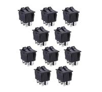 MQXFCZUX 10PCS 3D6P-BLACK 31x25mm KCD8 16A 250V 20A 125V Double Light Switch Rocker Switch ON-Off-ON KCD6 Boat Power Switch