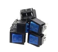 MQXFCZUX 10pcs Blue 31x25mm Latching Rocker Switchs Power Switch I/O 6 Pins with Light 30A 250VAC KCD4