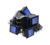 MQXFCZUX 10pcs Blue Power Switchs Boat 3 Position 6Pin 31x25mm Button Latching with Lamp Light KCD4 16A 250VAC