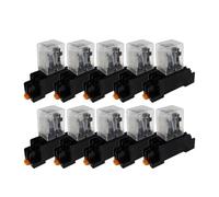 MQXFCZUX 10set White Relay LY2NJ AC/DC 6V 12V 24V 36V 48V 110V 220V Small Relay 10A 8 Pins Coil DPDT with Socket Base(DC,48V)