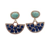 MQXFCZUX 13x35mm Green Blue Geometric Stud Earrings