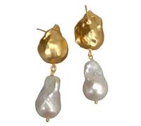 MQXFCZUX 14x22mm Freshwater Cultured Baroque Pearl 17x21mm Gold Plated Pearl Drop Earrings For Women Gift