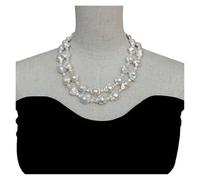 MQXFCZUX 15mm Flower Shape Keshi Pearl Necklaces 2 Strands Cultured Pearl Necklace For Women