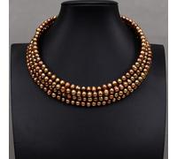 MQXFCZUX 16'' 4 Strands Cultured Coffee Round Pearl Chokers Necklace Multi Rows Necklace Party Gifts For Lady