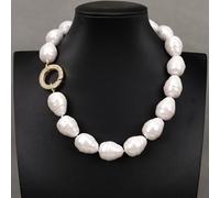 MQXFCZUX 18'' Big White Baroque Sea Shell Thread Water drop Mother Of Pearl Chokers Necklace Clasp Classic For Lady