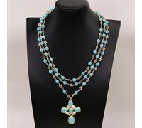 MQXFCZUX 18'' Blue Round Faceted Stars Chain Necklace Gold Edge Plated Pearl Pendant