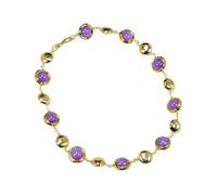 MQXFCZUX 18mm Round Purple Jade Gold Plated Brushed Beads Necklace 18'' Four Seasons Chocker Necklace Lady Gifts
