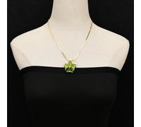 MQXFCZUX 19'' Green Flower Crystal Paved Charms Chain Pendant Necklace Simple Lady Party Gifts
