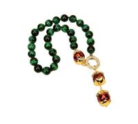 MQXFCZUX 19" Green Tiger Eye Red Murano Glass Necklace Gold Plated Edge Beads Pendant Women's Party Style Neck