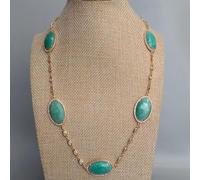 MQXFCZUX 19x30mm Green Faceted Station Long Necklace Jewelry Femme